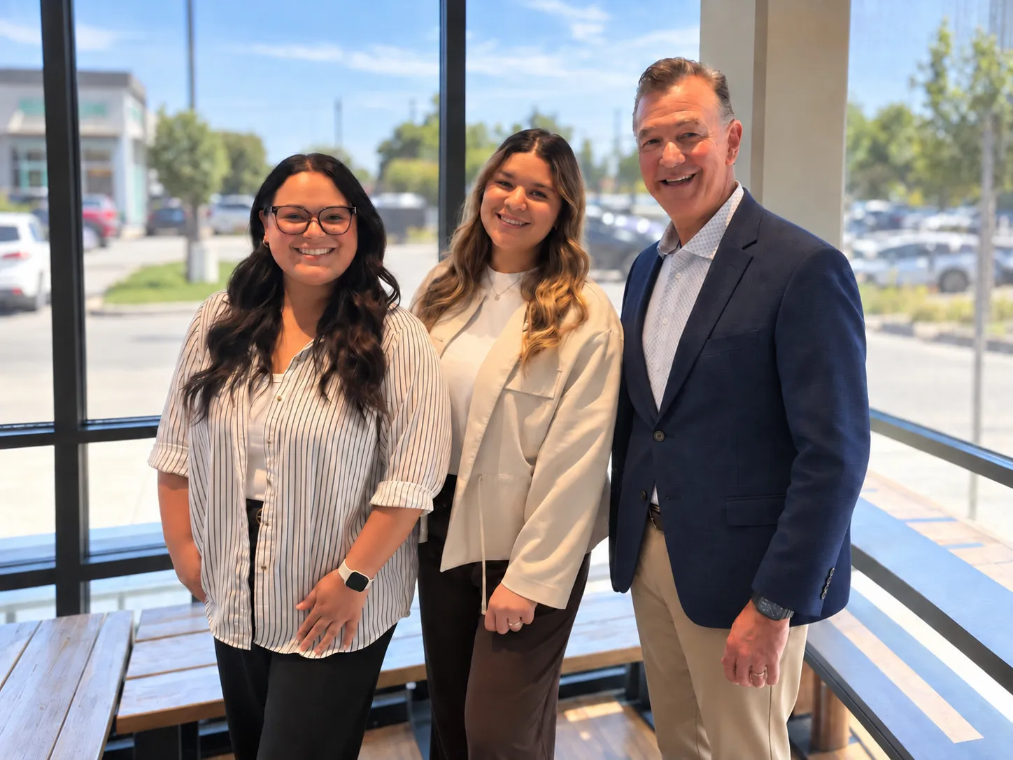David Parsons, founder and president of Summit Link Logistics, with two members of the Summit Link team